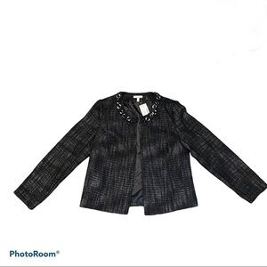 Fashion Bug Black Woven Chain Detail Jacket Coat 8 NWT